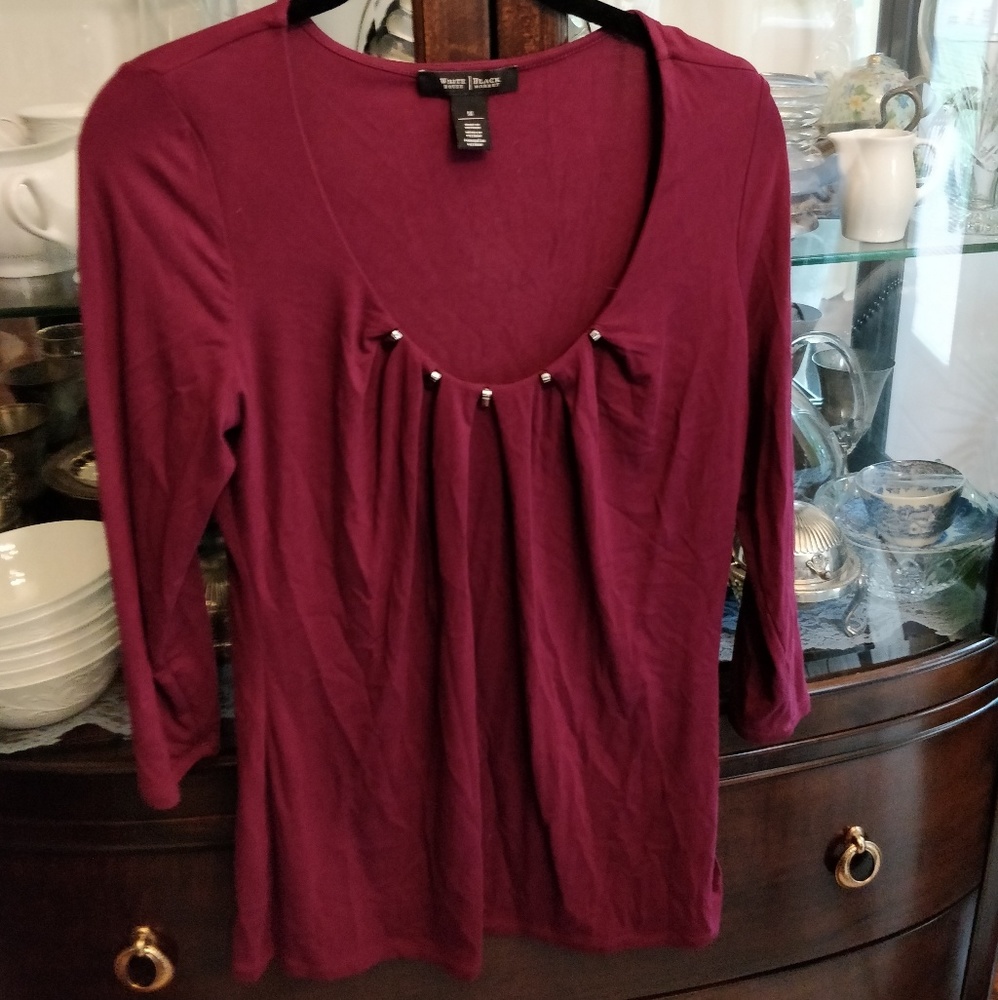 WHBM Burgundy / merlot 3/4 sleeve